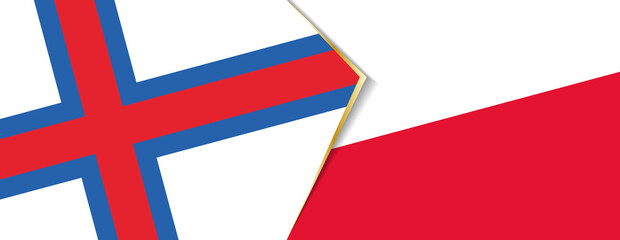 Faroe Islands and Poland flags, two vector flags.