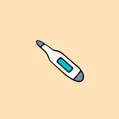 Doodle thermometer. Temperature measurement. Vector illustration.