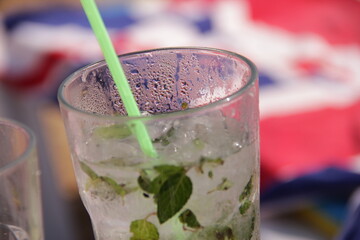 glass of ice cold drink