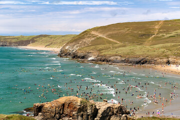 Summer beach days at Perranporth, Cornwall