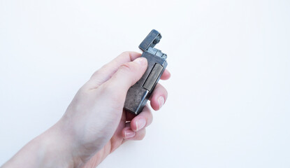 Holding a Patented Vintage Lighter Made in Switzerland 50's