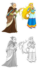 cartoon sketch fairy tale characters illustration