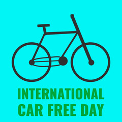 International car free day concept. Bike on blue background.