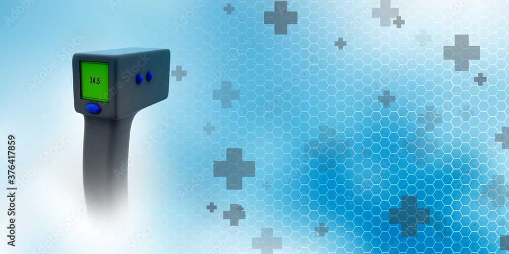 Poster 3d rendering fever checking electrical thermometer