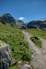 Bergpanorama während der 5 Seen Wanderung auf dem Pizol in der Schweiz 7.8.2020