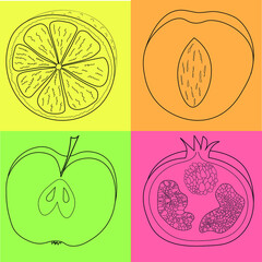 set of colorful fruits