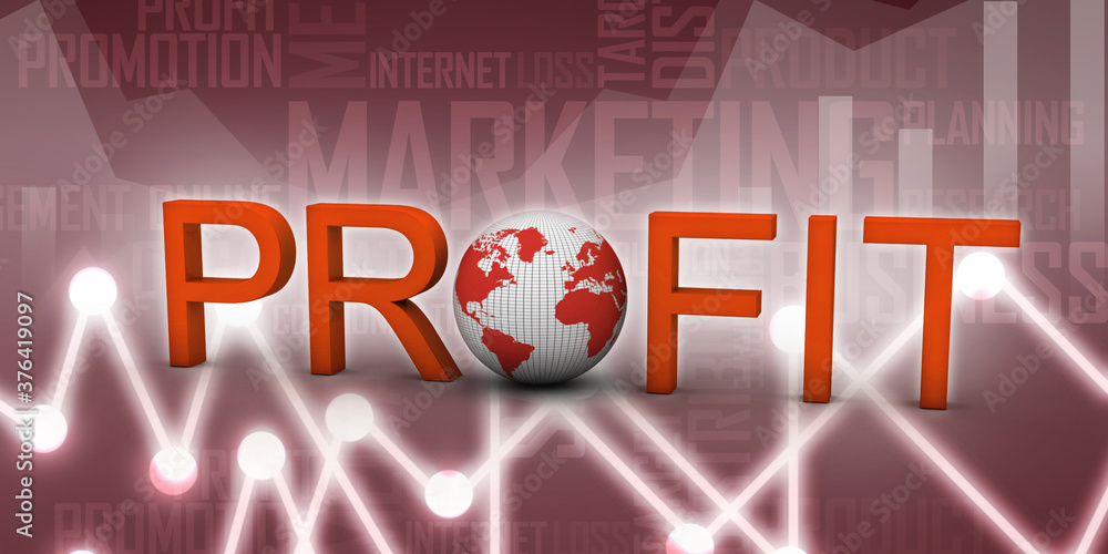 Poster 3d rendering profit with globe