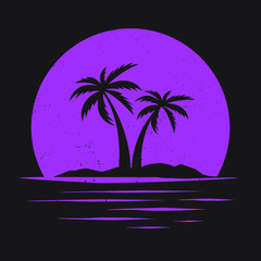 Tropical Island with Palm Trees Vector Graphic T-shirt