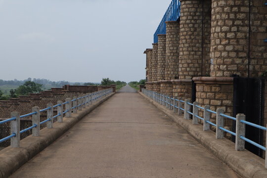 landscape pf the bridge of Mirzapur city with selective focus. sirsi dam bridge with copy space.