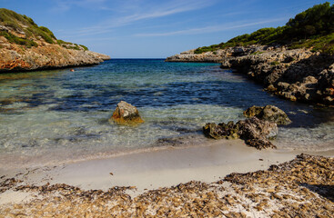 Fototapeta na wymiar playa de Cala Brafia, Felanitx, Tramuntana. Mallorca. Islas Baleares. Spain.