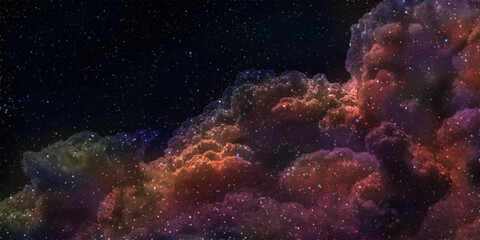Fototapeta na wymiar Une illustration en digital painting d'une nébuleuse dans l’espace.