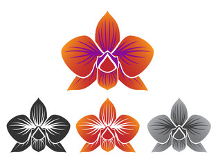 The logo is in the form of a blooming orchid flower