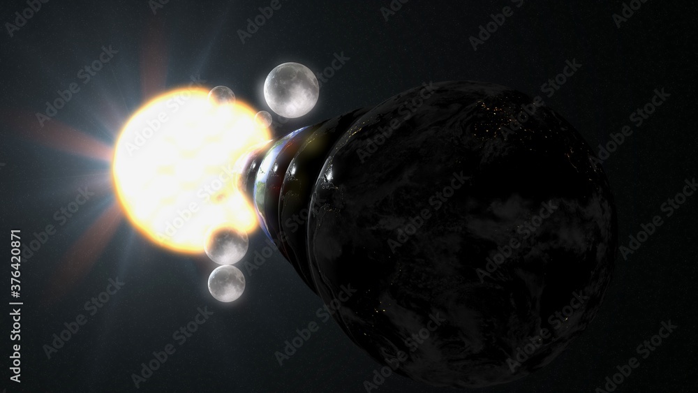 Wall mural parallel universe multiple earth illustration realistic 3d rendering and 3d illustration