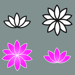 Lotus simple icon vector set on grey background