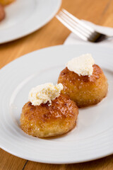 Turkish Dessert Kemalpasa / Sekerpare with milk cream