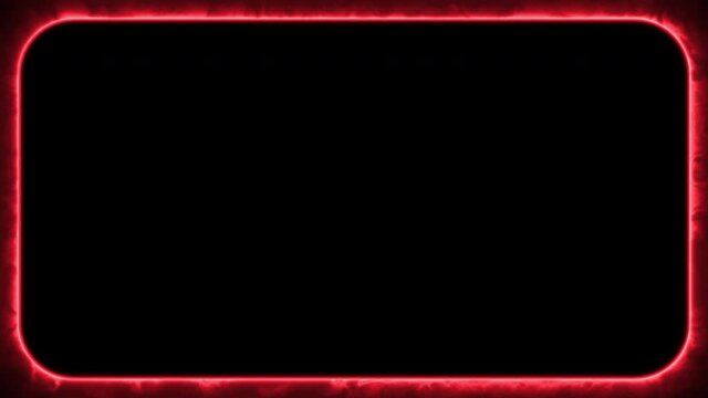 Abstract red neon mist glowing rectangle frame. 4K rounded rectangular animation on black background. Template for video mapping or presentations. Dynamical colorful border