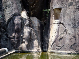 Naklejka na ściany i meble Sri Lanka ancient ruins sculpture elephant 
