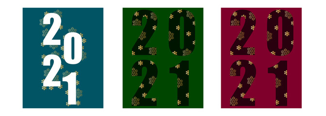 2021 greeting set cards template design. Perfect for greeting cards, party invitations, posters, stickers, pin, scrapbooking, icons. Vector illustration.Merry Christmas & Happy New Year