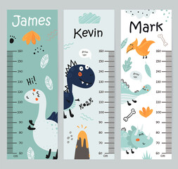 Kids height chart with with dinosaurs