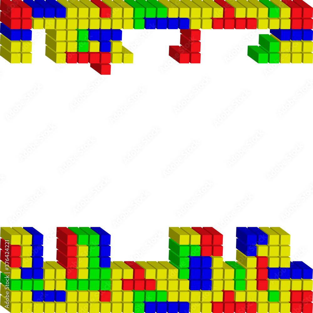 Poster tetris pixel bricks game vector template