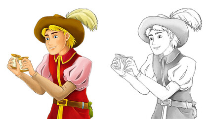 cartoon sketch scene prince on white background © honeyflavour