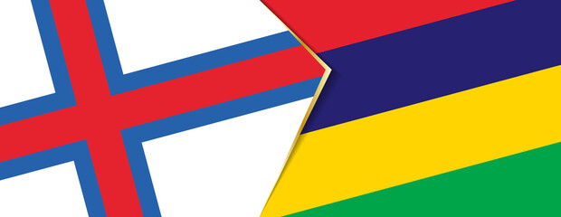 Faroe Islands and Mauritius flags, two vector flags.