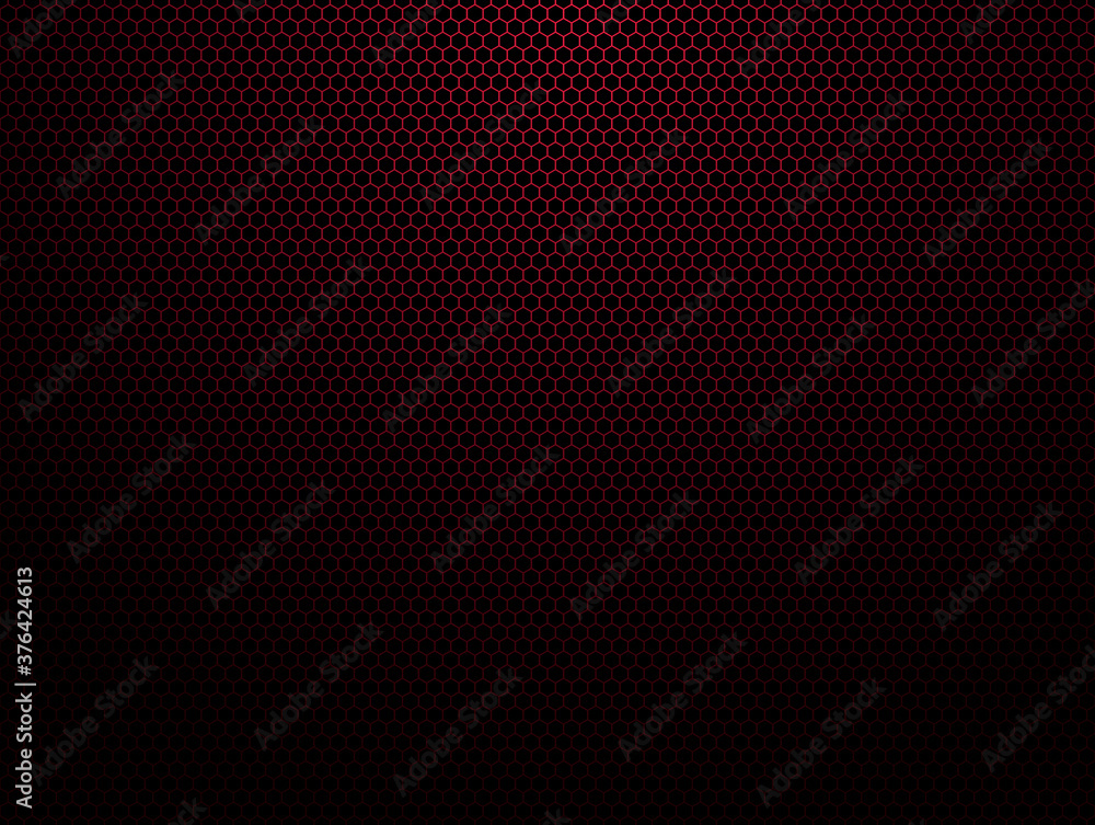 Poster Abstract red light hexagon line in grey modern luxury futuristic background vector illustration.