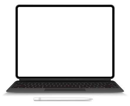 Modern apple ipad  tablet computer stand with blank screen isolated on white background - side view. Vector illustration