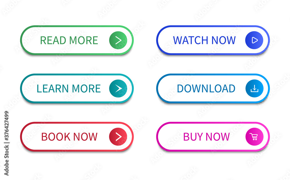 Poster modern colored buttons set. for web site and ui. vector