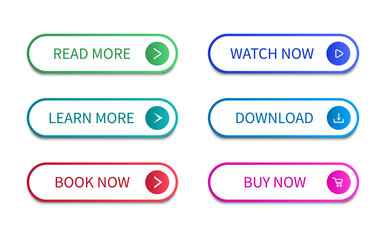 Modern colored buttons set. For web site and ui. Vector