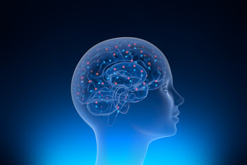 Obraz premium Neuralink surgically implant some computer components onto the surface of your brain for neural network connection between software and hardware