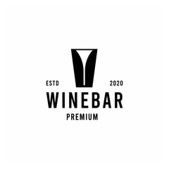 Wine Bar premium Vector Logo vintage wineglass design