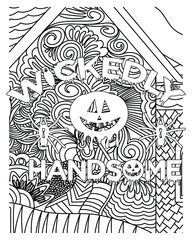 Wickedly handsome.Halloween coloring book page design.