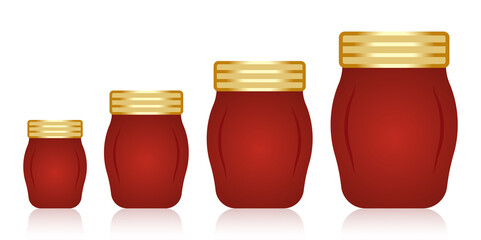 Set of a red mason bottle or glass jars flat color icon for apps and websites