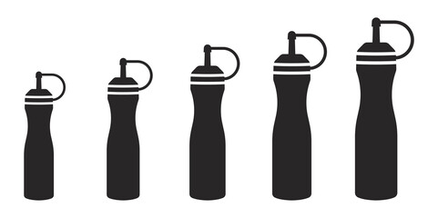 Set of a ketchup bottle / mustard squeeze bottle vector icon for apps and websites