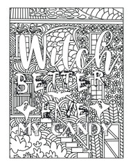 Fototapeta premium Witch better have my candy.Halloween coloring book page design.