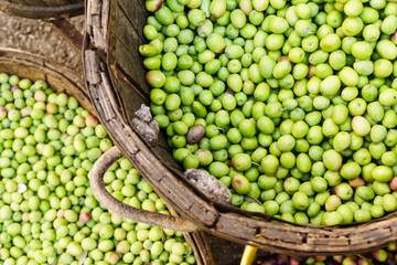 aceitunas,mercado al aire libre,Porreres, Mallorca,Islas Baleares, Spain.