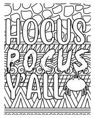 Hocus pocus y?all.Halloween coloring book page design.