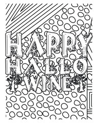 Happy Halloween wine.Halloween coloring book page design.