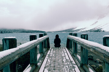 Einsamkeit am Bow Lake, Alberta, Canada