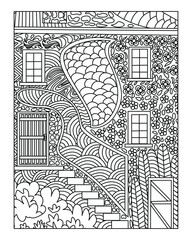 Abstract pattern coloring book page design