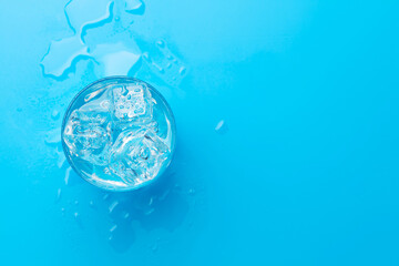 Glass of water with ice cubes