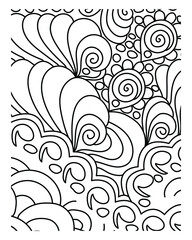 Abstract pattern coloring book page design