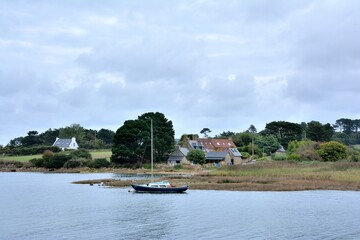 Beautiful seascape on the Pellinec bay in Brittany. France