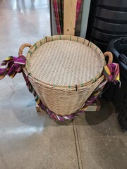 wicker basket on a table