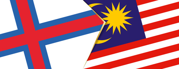 Faroe Islands and Malaysia flags, two vector flags.