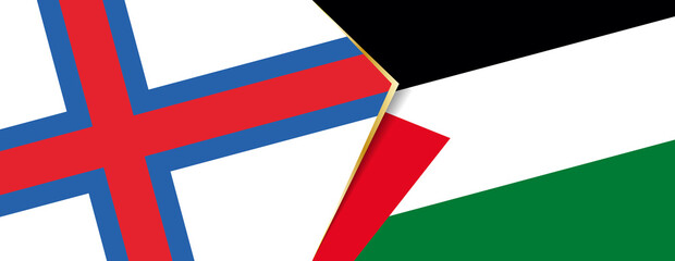 Faroe Islands and Palestine flags, two vector flags.