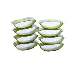 Aloe sliced, isolated on a white background