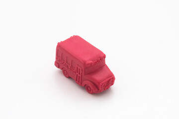 Toy school bus on white background