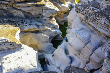 Tasyaran Valley natural park in Usak Turkey water worn out rocks in millions of years